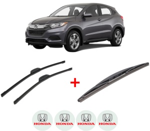 Set 3 stergatoare HONDA HR-V (RV) din 2021, pentru parbriz si luneta fata si spate auto, Bosch Twin, din cauciuc siliconat rezistent, 4 Stickere Auto HONDA v4961