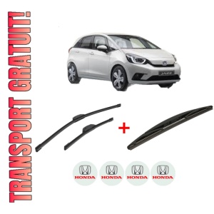 Set 3 stergatoare HONDA JAZZ V (GR_, GS_) din 2020, pentru parbriz si luneta fata si spate auto, Bosch Twin, din cauciuc siliconat rezistent, 4 Stickere Auto HONDA