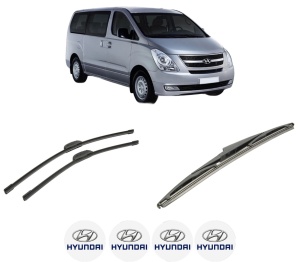 Set 3 stergatoare HYUNDAI H-1 Travel (TQ) din 2008-2011, pentru parbriz si luneta fata si spate auto, Bosch Twin-Aerotwin Retrofit, din cauciuc siliconat rezistent, 4 Stickere Auto HYUNDAI - Img 2