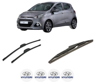 Set 3 stergatoare HYUNDAI i10 II (BA, IA) din 2013-2019, pentru parbriz si luneta fata si spate auto, Bosch Twin-Aerotwin Retrofit, din cauciuc siliconat rezistent, 4 Stickere Auto HYUNDAI - Img 2