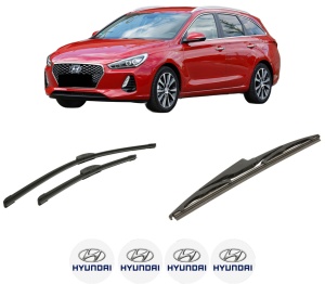 Set 3 stergatoare HYUNDAI i30 Estate (PDE) din 2017-2020, pentru parbriz si luneta fata si spate auto, Bosch Twin-Aerotwin Retrofit, din cauciuc siliconat rezistent, 4 Stickere Auto HYUNDAI - Img 2