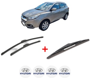 Set 3 stergatoare HYUNDAI ix35 Van din 2009 - 2015, pentru parbriz si luneta fata si spate auto, Bosch Twin, din cauciuc siliconat rezistent, 4 Stickere Auto HYUNDAI v3936