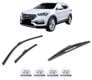 Set 3 stergatoare HYUNDAI SANTA FÉ III SUV Van (DM) din 2015-2018, pentru parbriz si luneta fata si spate auto, Bosch Twin-Aerotwin Retrofit, din cauciuc siliconat rezistent, 4 Stickere Auto HYUNDAI - Img 2