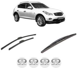 Set 3 stergatoare INFINITI QX50 I din 2013, pentru parbriz si luneta fata si spate auto, Bosch Twin-Aerotwin Retrofit, din cauciuc siliconat rezistent, 4 Stickere Auto INFINITI - Img 2