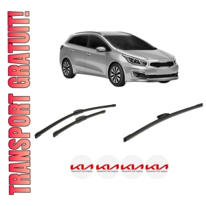 Set 3 stergatoare KIA CEED Sportswagon (CD) din 2018-2024, pentru parbriz si luneta fata si spate auto, Bosch Aerotwin-Aerotwin Retrofit, din cauciuc siliconat rezistent, 4 Stickere Auto KIA