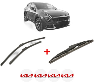 Set 3 stergatoare KIA SPORTAGE V (NQ5) din 2021, pentru parbriz si luneta fata si spate auto, Bosch Twin, din cauciuc siliconat rezistent, 4 Stickere Auto KIA v3036