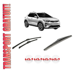 Set 3 stergatoare KIA STONIC Hatchback Van (YB) din 2018, pentru parbriz si luneta fata si spate auto, Bosch Twin-Aerotwin Retrofit, din cauciuc siliconat rezistent, 4 Stickere Auto KIA