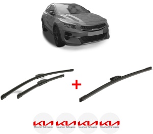 Set 3 stergatoare KIA XCEED (CD) din 2019 - 2020, pentru parbriz si luneta fata si spate auto, Bosch Aerotwin, din cauciuc siliconat rezistent, 4 Stickere Auto KIA v2916