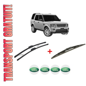 Set 3 stergatoare LAND ROVER DISCOVERY IV VAN (L319) din 2011 - 2017, pentru parbriz si luneta fata si spate auto, Bosch Twin, din cauciuc siliconat rezistent, 4 Stickere Auto LAND ROVER