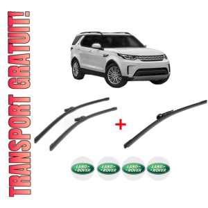 Set 3 stergatoare LAND ROVER DISCOVERY V VAN (L462) din 2016 - 2018, pentru parbriz si luneta fata si spate auto, Bosch Aerotwin, din cauciuc siliconat rezistent, 4 Stickere Auto LAND ROVER