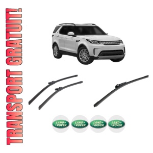 Set 3 stergatoare LAND ROVER DISCOVERY V VAN (L462) din 2016-2018, pentru parbriz si luneta fata si spate auto, Bosch Aerotwin-Aerotwin, din cauciuc siliconat rezistent, 4 Stickere Auto LAND ROVER