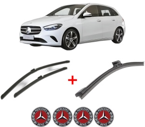 Set 3 stergatoare MERCEDES-BENZ B-CLASS Sports Tourer (W247) din 2018 - 2021, pentru parbriz si luneta fata si spate auto, Bosch Aerotwin, din cauciuc siliconat rezistent, 4 Stickere Auto MERCEDES-BENZ v5501
