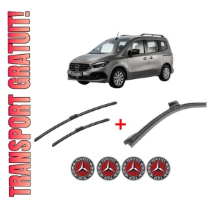 Set 3 stergatoare MERCEDES-BENZ CITAN Box Body/MPV (W420) din 2021, pentru parbriz si luneta fata si spate auto, Bosch Aerotwin, din cauciuc siliconat rezistent, 4 Stickere Auto MERCEDES-BENZ