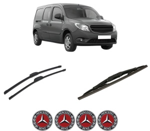 Set 3 stergatoare MERCEDES-BENZ CITAN Mixto (Double Cabin) (W415) din 2012-2021, pentru parbriz si luneta fata si spate auto, Bosch Twin-Aerotwin Retrofit, din cauciuc siliconat rezistent, 4 Stickere Auto MERCEDES-BENZ - Img 2