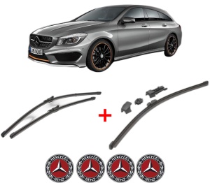 Set 3 stergatoare MERCEDES-BENZ CLA Shooting Brake (X117) din 2015 - 2019, pentru parbriz si luneta fata si spate auto, Valeo HydroConnect, din cauciuc siliconat rezistent, 4 Stickere Auto MERCEDES-BENZ v12760