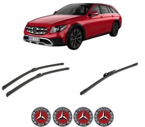 Set 3 stergatoare MERCEDES-BENZ E-CLASS T-Model (S213) din 2016-2023, pentru parbriz si luneta fata si spate auto, Bosch Aerotwin-Aerotwin, din cauciuc siliconat rezistent, 4 Stickere Auto MERCEDES-BENZ - Img 2