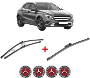 Set 3 stergatoare MERCEDES-BENZ GLA-CLASS (X156) din 2013 - 2019, pentru parbriz si luneta fata si spate auto, Valeo Silencio Xtrm, din cauciuc siliconat rezistent, 4 Stickere Auto MERCEDES-BENZ v12880