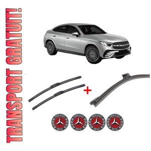 Set 3 stergatoare MERCEDES-BENZ GLC Coupe (C254) din 2023, pentru parbriz si luneta fata si spate auto, Bosch Aerotwin, din cauciuc siliconat rezistent, 4 Stickere Auto MERCEDES-BENZ