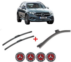 Set 3 stergatoare MERCEDES-BENZ GLC (X254) din 2022, pentru parbriz si luneta fata si spate auto, Bosch Aerotwin, din cauciuc siliconat rezistent, 4 Stickere Auto MERCEDES-BENZ v5441