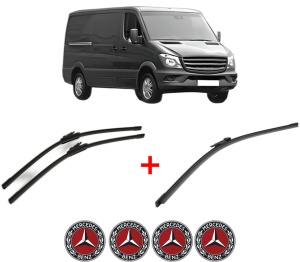 Set 3 stergatoare MERCEDES-BENZ SPRINTER 4,6-t Van (B906) din 2006 - 2018, pentru parbriz si luneta fata si spate auto, Bosch Aerotwin, din cauciuc siliconat rezistent, 4 Stickere Auto MERCEDES-BENZ v7061