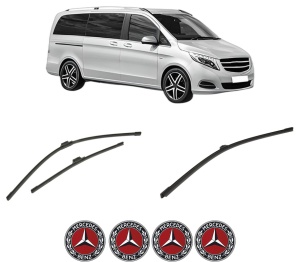 Set 3 stergatoare MERCEDES-BENZ V-CLASS (W447) din 2014-2021, pentru parbriz si luneta fata si spate auto, Bosch Aerotwin-Aerotwin, din cauciuc siliconat rezistent, 4 Stickere Auto MERCEDES-BENZ - Img 2