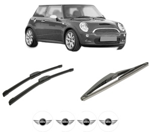 Set 3 stergatoare MINI MINI (R50, R53) din 2001-2006, pentru parbriz si luneta fata si spate auto, Bosch Twin-Aerotwin Retrofit, din cauciuc siliconat rezistent, 4 Stickere Auto MINI - Img 2