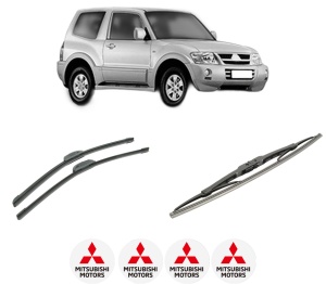 Set 3 stergatoare MITSUBISHI PAJERO CLASSIC (V2_W, V6_W, V7_W) din 2001-2006, pentru parbriz si luneta fata si spate auto, Bosch Twin-Aerotwin Retrofit, din cauciuc siliconat rezistent, 4 Stickere Auto MITSUBISHI - Img 2