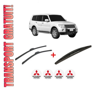 Set 3 stergatoare MITSUBISHI PAJERO IV Van (V9_, V8_, V8_V) din 2006, pentru parbriz si luneta fata si spate auto, Bosch Twin, din cauciuc siliconat rezistent, 4 Stickere Auto MITSUBISHI