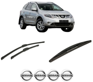 Set 3 stergatoare NISSAN MURANO II VAN (Z51) din 2013-2014, pentru parbriz si luneta fata si spate auto, Bosch Twin-Aerotwin Retrofit, din cauciuc siliconat rezistent, 4 Stickere Auto NISSAN - Img 2