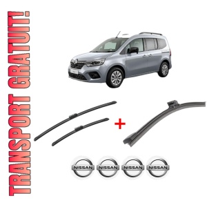 Set 3 stergatoare NISSAN TOWNSTAR Box Body/MPV (XFK) din 2021, pentru parbriz si luneta fata si spate auto, Bosch Aerotwin, din cauciuc siliconat rezistent, 4 Stickere Auto NISSAN