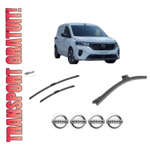 Set 3 stergatoare NISSAN TOWNSTAR MPV (XFK) din 2021-2022, pentru parbriz si luneta fata si spate auto, Bosch Aerotwin-Aerotwin, din cauciuc siliconat rezistent, 4 Stickere Auto NISSAN