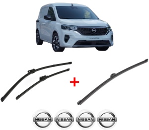 Set 3 stergatoare NISSAN TOWNSTAR MPV (XFK) din 2021, pentru parbriz si luneta fata si spate auto, Valeo Silencio Xtrm, din cauciuc siliconat rezistent, 4 Stickere Auto NISSAN v13360