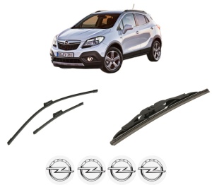 Set 3 stergatoare OPEL MOKKA / MOKKA X (J13) din 2012-2019, pentru parbriz si luneta fata si spate auto, Bosch Twin-Aerotwin, din cauciuc siliconat rezistent, 4 Stickere Auto OPEL - Img 2