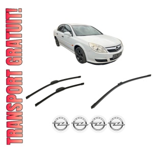 Set 3 stergatoare OPEL VECTRA C (Z02) din 2006-2008, pentru parbriz si luneta fata si spate auto, Bosch Aerotwin-Aerotwin Retrofit, din cauciuc siliconat rezistent, 4 Stickere Auto OPEL