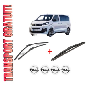 Set 3 stergatoare OPEL VIVARO C Bus (K0) din 2019 - 2024, pentru parbriz si luneta fata si spate auto, Valeo Silencio, din cauciuc siliconat rezistent, 4 Stickere Auto OPEL