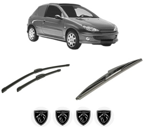 Set 3 stergatoare PEUGEOT 206 Van din 2001-2009, pentru parbriz si luneta fata si spate auto, Bosch Twin-Aerotwin Retrofit, din cauciuc siliconat rezistent, 4 Stickere Auto PEUGEOT - Img 2