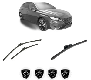 Set 3 stergatoare PEUGEOT 308 III (FB_, FH_, FP_, F3_, FM_) din 2021-2025, pentru parbriz si luneta fata si spate auto, Bosch Aerotwin-Aerotwin, din cauciuc siliconat rezistent, 4 Stickere Auto PEUGEOT - Img 2