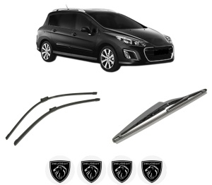 Set 3 stergatoare PEUGEOT 308 SW I Estate Van (4E_) din 2008-2012, pentru parbriz si luneta fata si spate auto, Bosch Twin-Aerotwin, din cauciuc siliconat rezistent, 4 Stickere Auto PEUGEOT - Img 2