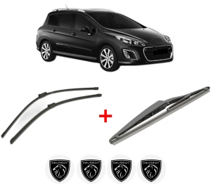 Set 3 stergatoare PEUGEOT 308 SW I Estate Van (4E_) din 2008 - 2012, pentru parbriz si luneta fata si spate auto, Bosch Twin, din cauciuc siliconat rezistent, 4 Stickere Auto PEUGEOT v8561