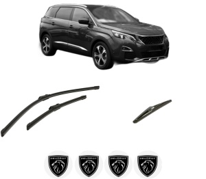 Set 3 stergatoare PEUGEOT 5008 II (MC_, MJ_, MR_, M4_) din 2016-2023, pentru parbriz si luneta fata si spate auto, Bosch Twin-Aerotwin, din cauciuc siliconat rezistent, 4 Stickere Auto PEUGEOT - Img 2
