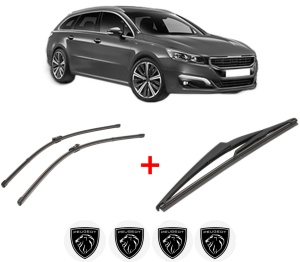 Set 3 stergatoare PEUGEOT 508 SW I (8E_) din 2010 - 2018, pentru parbriz si luneta fata si spate auto, Valeo Silencio, din cauciuc siliconat rezistent, 4 Stickere Auto PEUGEOT v14320