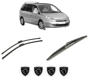 Set 3 stergatoare PEUGEOT 807 (EB_) din 2002-2010, pentru parbriz si luneta fata si spate auto, Bosch Twin-Aerotwin Retrofit, din cauciuc siliconat rezistent, 4 Stickere Auto PEUGEOT - Img 2