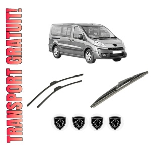 Set 3 stergatoare PEUGEOT EXPERT TEPEE (VF3X_) din 2007-2016, pentru parbriz si luneta fata si spate auto, Bosch Twin-Aerotwin Retrofit, din cauciuc siliconat rezistent, 4 Stickere Auto PEUGEOT