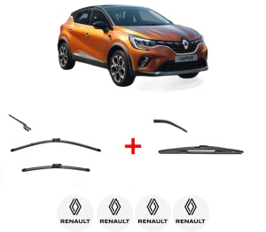 Set 3 stergatoare RENAULT CAPTUR II (HF_) din 2020, pentru parbriz si luneta fata si spate auto, Valeo Silencio, din cauciuc siliconat rezistent, 4 Stickere Auto RENAULT v12275