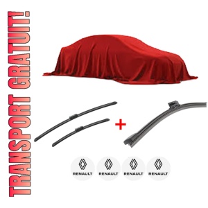 Set 3 stergatoare RENAULT GRAND KANGOO III MPV din 2024, pentru parbriz si luneta fata si spate auto, Bosch Aerotwin, din cauciuc siliconat rezistent, 4 Stickere Auto RENAULT