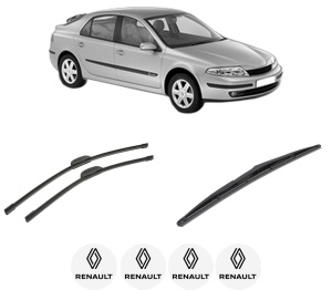 Set 3 stergatoare RENAULT LAGUNA II (BG0/1_) din 2001-2007, pentru parbriz si luneta fata si spate auto, Bosch Twin-Aerotwin Retrofit, din cauciuc siliconat rezistent, 4 Stickere Auto RENAULT - Img 2