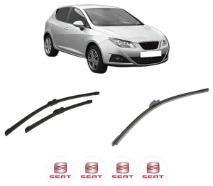 Set 3 stergatoare SEAT IBIZA IV (6J5, 6P1) din 2008-2017, pentru parbriz si luneta fata si spate auto, Bosch Aerotwin-Aerotwin, din cauciuc siliconat rezistent, 4 Stickere Auto SEAT - Img 2