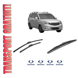 Set 3 stergatoare SSANGYONG RODIUS II VAN (CA1) din 2015, pentru parbriz si luneta fata si spate auto, Bosch Twin-Aerotwin Retrofit, din cauciuc siliconat rezistent, 4 Stickere Auto SSANGYONG