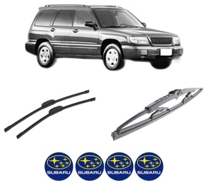 Set 3 stergatoare SUBARU FORESTER (SF_) din 1997-2002, pentru parbriz si luneta fata si spate auto, Bosch Twin-Aerotwin Retrofit, din cauciuc siliconat rezistent, 4 Stickere Auto SUBARU - Img 2