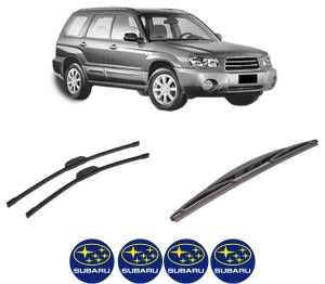 Set 3 stergatoare SUBARU FORESTER (SG_) din 2002-2008, pentru parbriz si luneta fata si spate auto, Bosch Twin-Aerotwin Retrofit, din cauciuc siliconat rezistent, 4 Stickere Auto SUBARU - Img 2